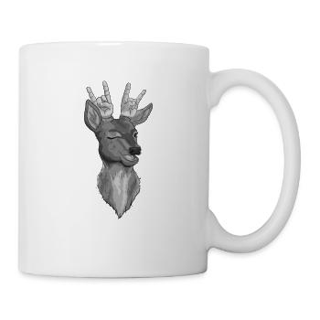 Heavy Metal Hirsch Geschenk Metaller Metalhand Reh - Tasse - Weiß - Rechts