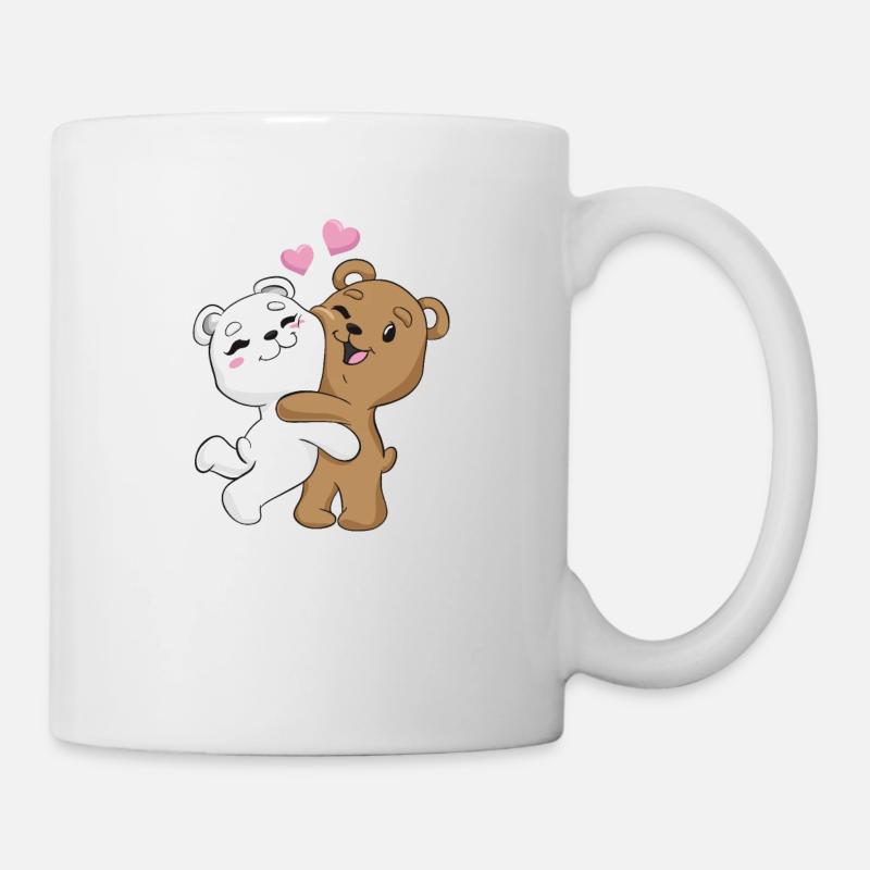 Umarmung Bär Geschenk Pärchen Bärchen Valentinstag - Tasse - Weiß