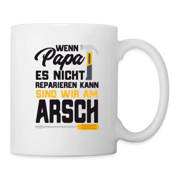 Geburtstag Handwerker Geschenk Vater reparieren - Tasse - Weiß - Rechts