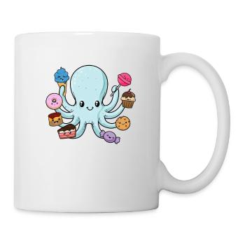 Süßer Oktopus Geschenk Tintenfisch mit Süßigkeiten - Tasse - Weiß - Rechts