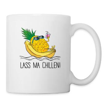Lass ma chillen Ananas Geschenk Banane cool Sommer - Tasse - Weiß - Rechts
