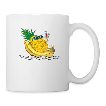 Coole Ananas Geschenk Banane chillen Sommer Urlaub - Tasse - Weiß - Rechts
