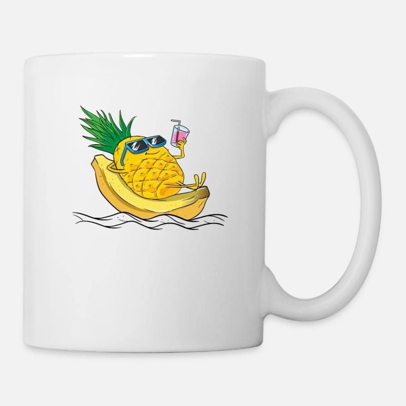 Coole Ananas Geschenk Banane chillen Sommer Urlaub - Tasse - Weiß