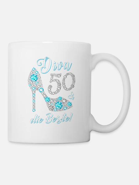 Diva die Beste Diamanten 50. Geburtstag Geschenk - Tasse - Weiß
