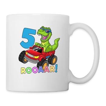 5ème anniversaire du 5ème anniversaire du Monster Truck Dino - Mug blanc - blanc - Droite
