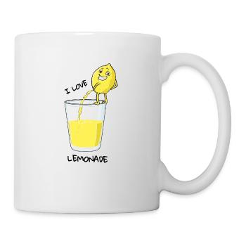 I love Lemonade Geschenk Zitrone pinkelt lustig - Tasse - Weiß - Rechts