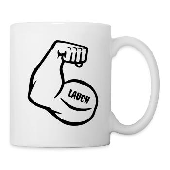 witty muscle arm with biceps - Mug - white - Right