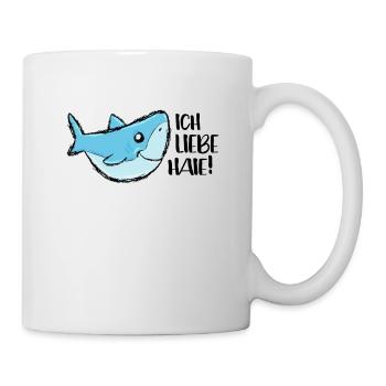 Ich liebe Haie weißer Hai Meerestier Tierschutz - Tasse - Weiß - Rechts