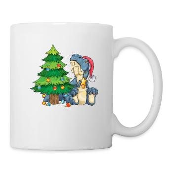 T-Rex am Weihnachtsbaum trauriger Dino Weihnachten - Tasse - Weiß - Rechts