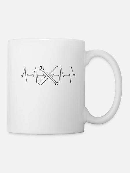 Mechaniker Schrauber Herzschlag - Tasse - Weiß