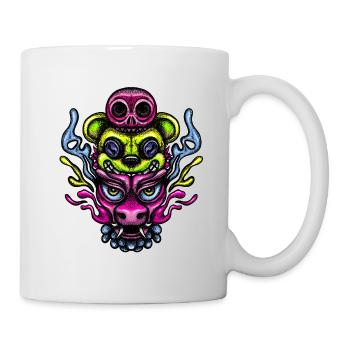 Dragon, bear and skully color - Mug - white - Right