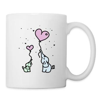 Elefanten Herz Valentinstag Geschenk Liebe - Tasse - Weiß - Rechts