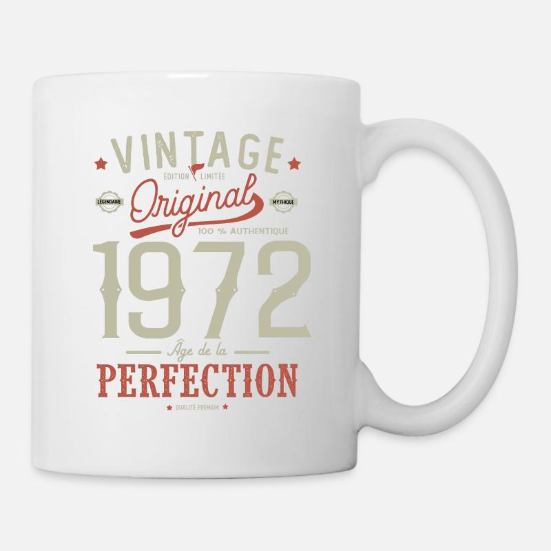 Âge de la perfection 1972 anniversaire 51 ans - Mug blanc - blanc