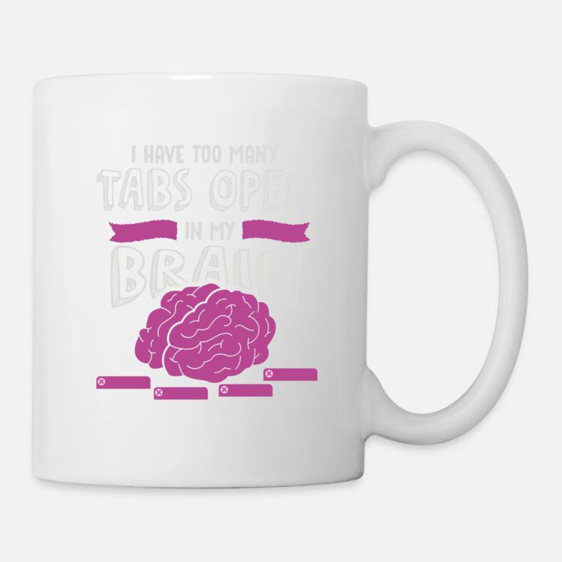 adhd, onglets de cerveau adhd ouverts, Attention, - Mug blanc - blanc