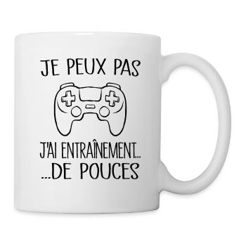 Je peux pas j'ai entraînement de pouces - Mug blanc - blanc - Droite