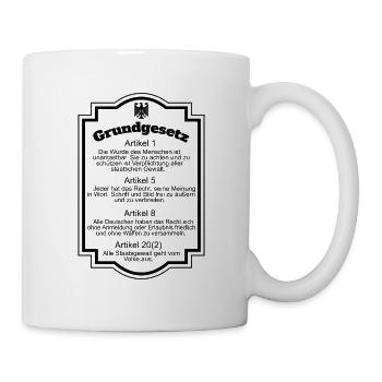Deutsches Grundgesetz Artikel 1 - 20 Menschenwürde - Tasse - Weiß - Rechts