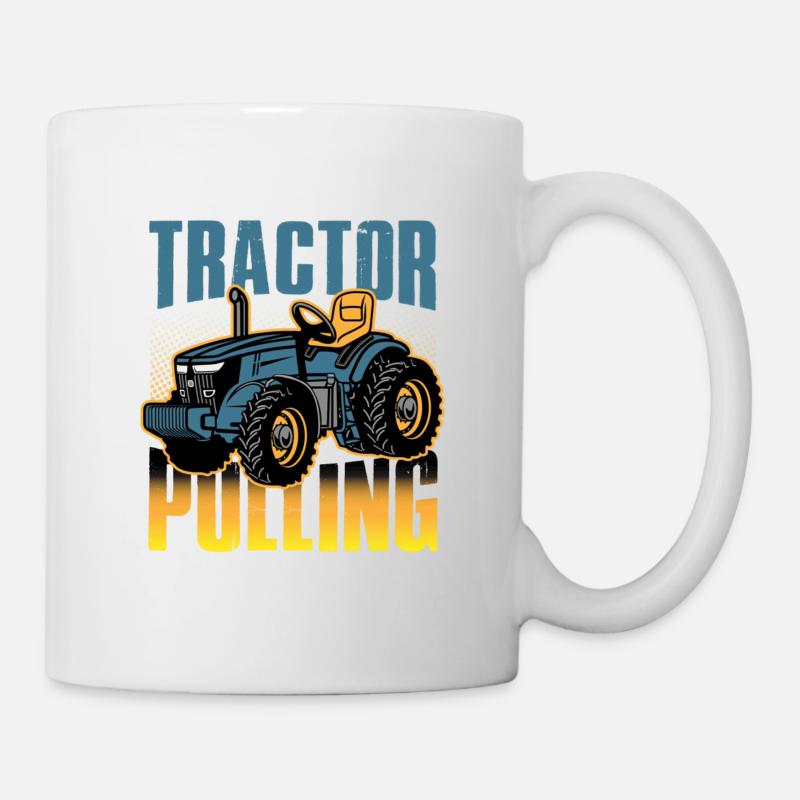 tractor pulling, tractor pulling pulling, racing, - Tasse - Weiß