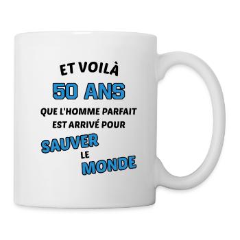 50 ans, homme parfait ! cadeau 50 ans original - Mug blanc - blanc - Droite