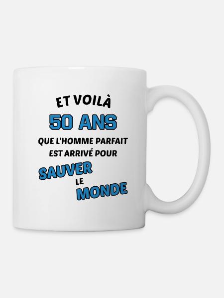 50 ans, homme parfait ! cadeau 50 ans original - Mug blanc - blanc