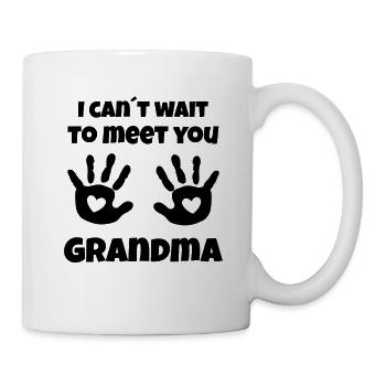 Hallo Oma ich freue mich auf dich du wirst Oma Opa - Tasse - Weiß - Rechts