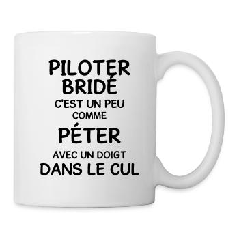 Piloter pilote humour - Mug blanc - blanc - Droite