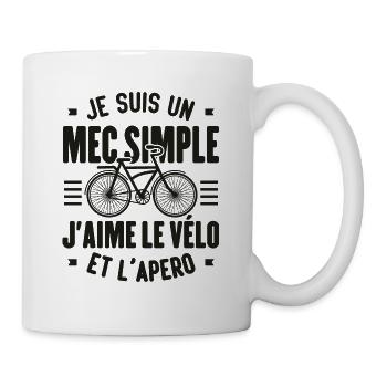 Je Suis Un Mec Simple J'aime Le Vélo Et L'apéro - Mug blanc - blanc - Droite