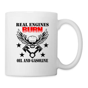 Les vrais moteurs brûlent de l’huile et de l’essence en disant SW - Mug blanc - blanc - Droite