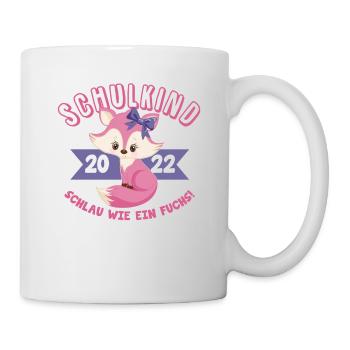 Schulkind 2022 Einschulung 1. Klasse Schlau Fuchs - Tasse - Weiß - Rechts