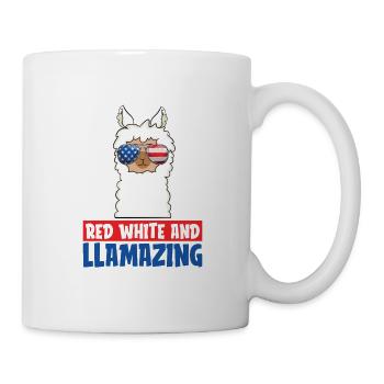 Red, White And Llamazing American July 4 - Mug - white - Right