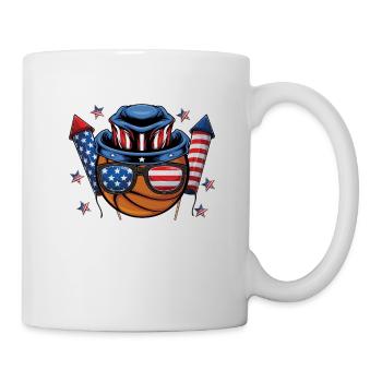 Feux d’artifice de basket-ball américain le 4 juillet - Mug blanc - blanc - Droite