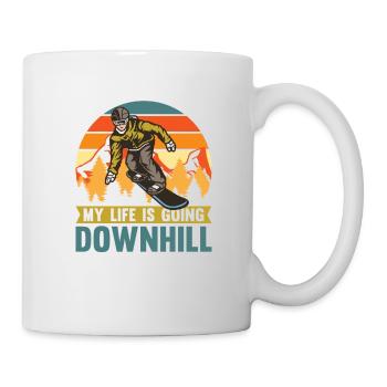 Mein Leben Geht Für Snowboarder Bergab - Tasse - Weiß - Rechts