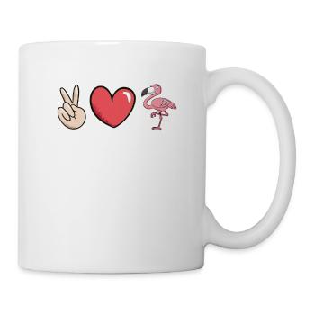Paix amour flamants roses - Mug blanc - blanc - Droite