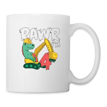 Rawr I'm 4 For Bagger Motto-geburtstagsfeier - Tasse - Weiß - Rechts