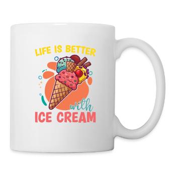 Das Leben Ist Besser Mit Ice Cream Gelato Lover - Tasse - Weiß - Rechts