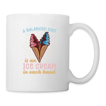 Une alimentation équilibrée est une crème glacée dans les deux mains - Mug blanc - blanc - Droite