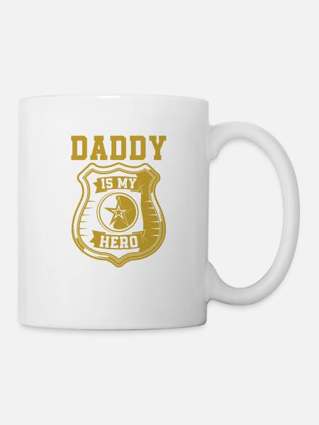 Papa est mon héros Flics Policier Papa - Mug blanc - blanc