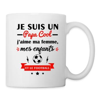 Papa cool j'aime ma femme, mes enfants, football - Mug blanc - blanc - Droite