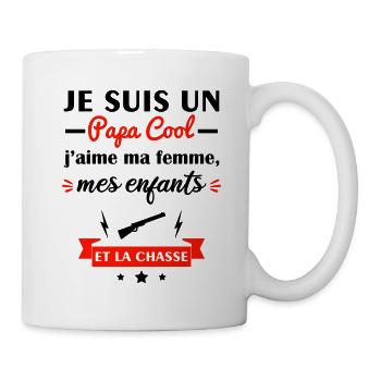 Papa cool j'aime ma femme, mes enfants, chasse - Mug blanc - blanc - Droite