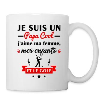 Papa cool j'aime ma femme, mes enfants et le golf - Mug blanc - blanc - Droite