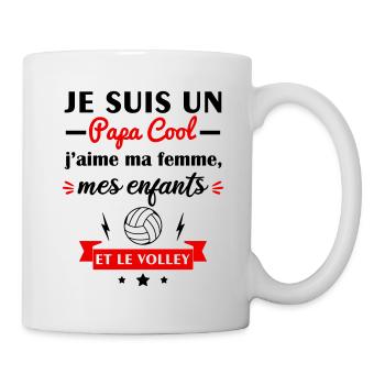 Papa cool j'aime ma femme, mes enfants, le volley - Mug blanc - blanc - Droite