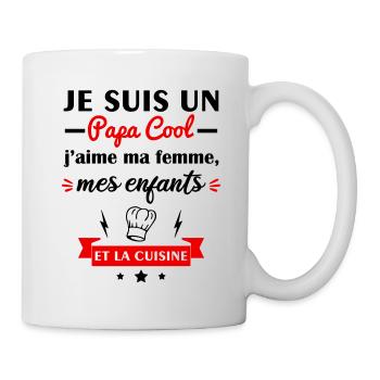 Papa cool j'aime ma femme, mes enfants, cuisine - Mug blanc - blanc - Droite