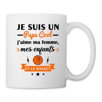 Papa cool j'aime ma femme, mes enfants, basket - Mug blanc - blanc - Droite