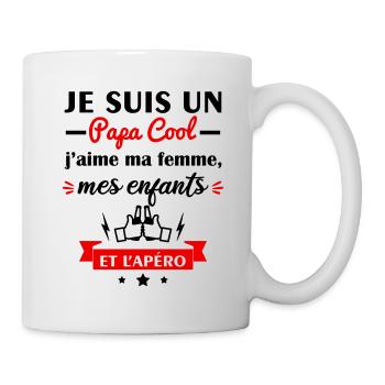 Papa cool j'aime ma femme, mes enfants, humour - Mug blanc - blanc - Droite