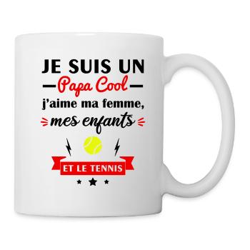Papa cool j'aime ma femme, mes enfants, tennis - Mug blanc - blanc - Droite