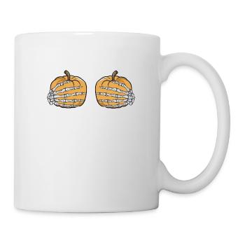Pumpkin skeleton hand Funny Halloween costume - Mug - white - Right