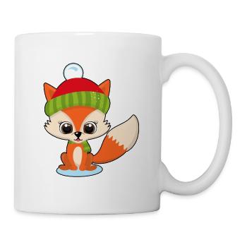 Bébé renard avec casquette cadeau de fête de Noël - Mug blanc - blanc - Droite
