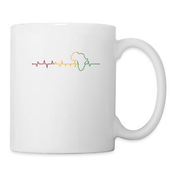 Afrika Karte Herzschlag Schwarz Geschichte - Tasse - Weiß - Rechts