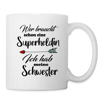 Superheldin Familie Schwester - Tasse - Weiß - Rechts