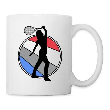 Tennis Match Ball Tennis Girl withRacket - Mug - white - Right