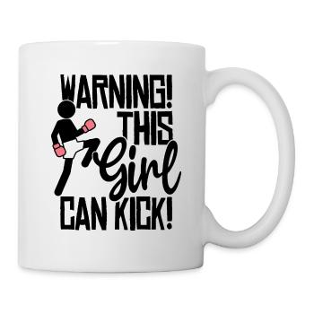 Dieses Mädchen kann kicken! Kickboxen Spruch Boxen - Tasse - Weiß - Rechts